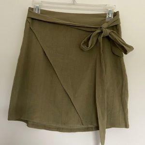 Showpo Green Wrap Linen Skirt